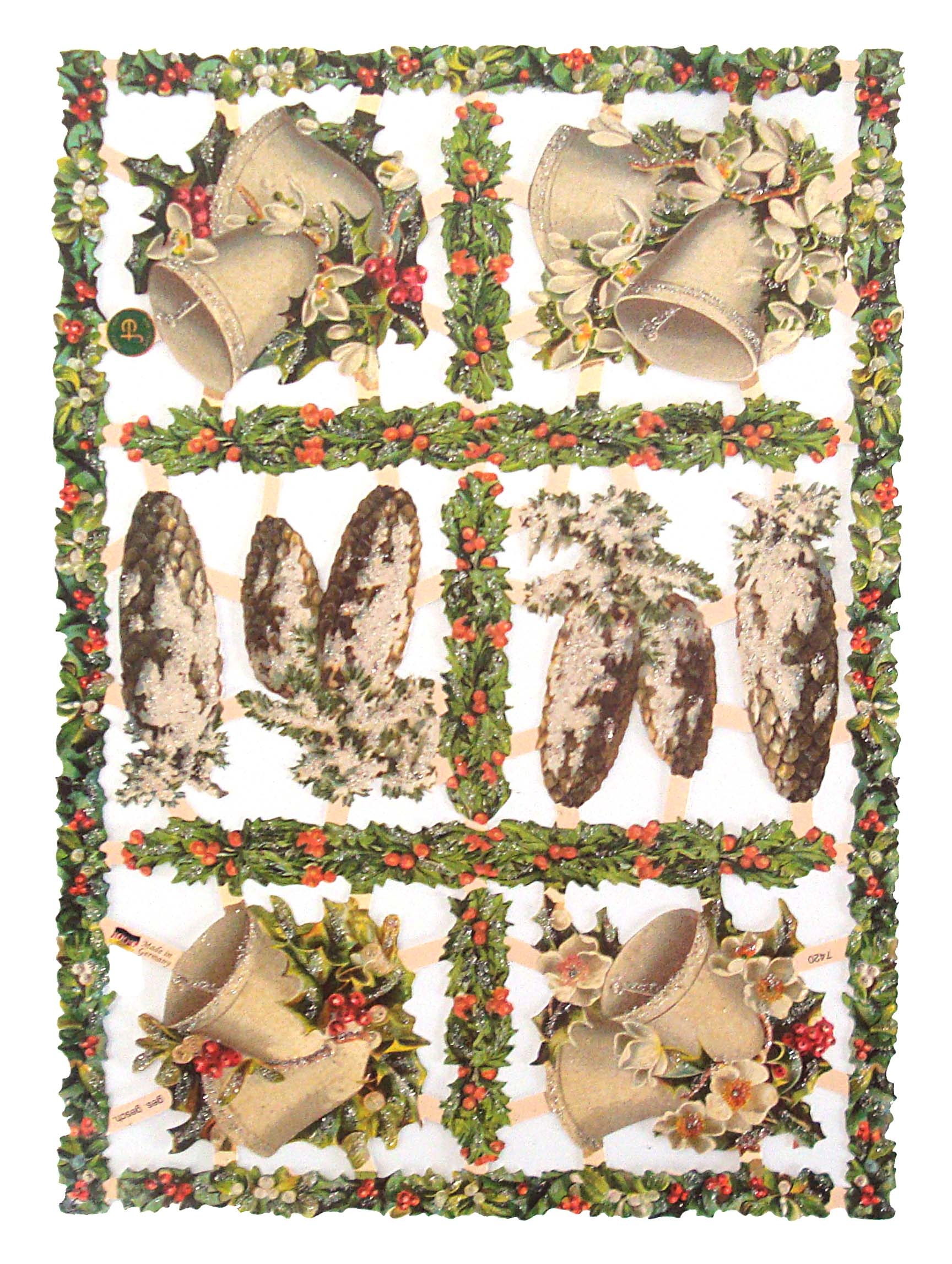 1 B.Glanzbilder Poesie Scraps Weihnachten Tannenbäume goldglimmer ef 7396 Nr.54 