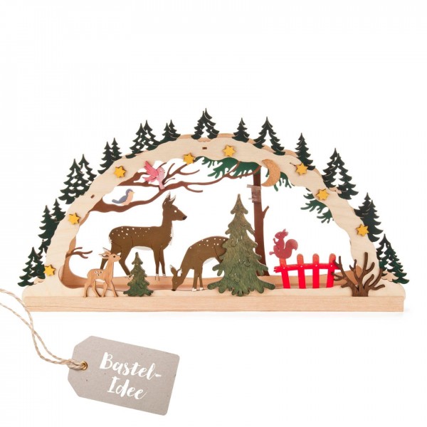 Bastelset Schwibbogen mit LED Band Waldmotiv