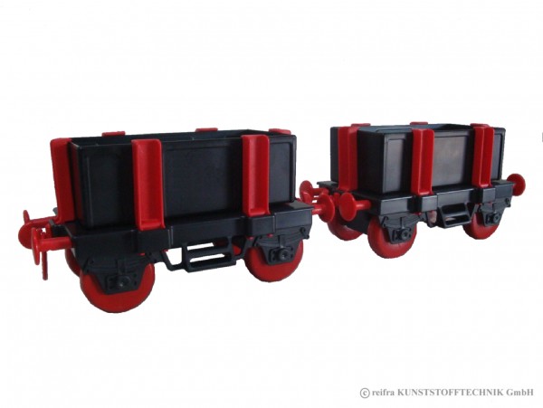 Waggons für Kindereisenbahn, schwarz/ rot