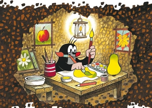 10er-Set Postkarten „Der Kleine Maulwurf“ – Motiv: MW Malt Birne, Kindermotive, A6, Lustig & Nostalgisch