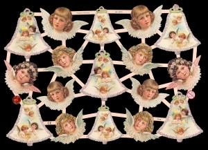 Glanzbilder, Engel und Glocken, ohne Glitter