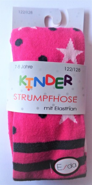 Esda Kinderstrumpfhose"Sterne/Punkte" pink 122/128