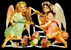 Glanzbilder, 2 musizierende Engel, ohne Glitter