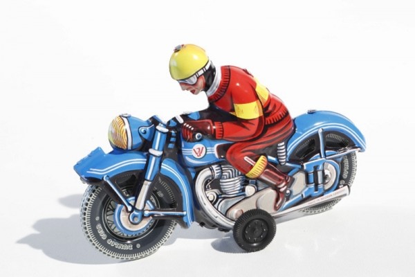 Motorrad blau m. Friktion 16 cm Made in Germany
