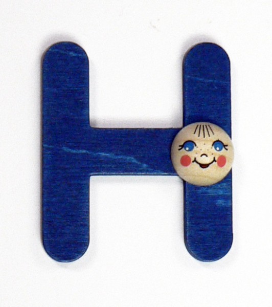 Holz-Buchstabe H mit Köpfchen