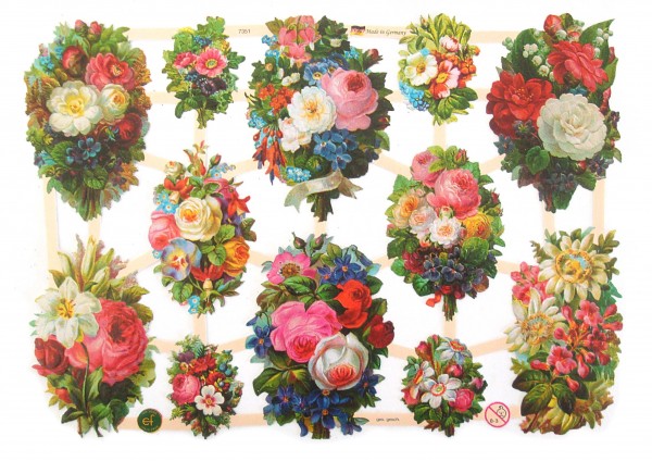 Glanzbilder, Blumensträuße ohne Glitter
