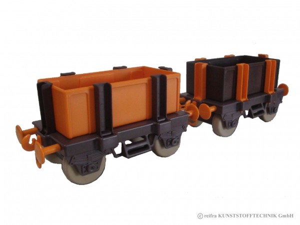 Waggons für Kindereisenbahn, braun/ orange