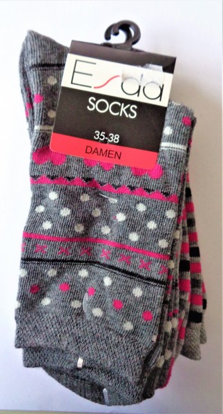 Esda Damen Socken Punkte/Ringel, 3erPack 35/38