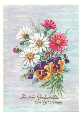 Handgefertigte Doppelkarten - Blumen m. Büttenrand