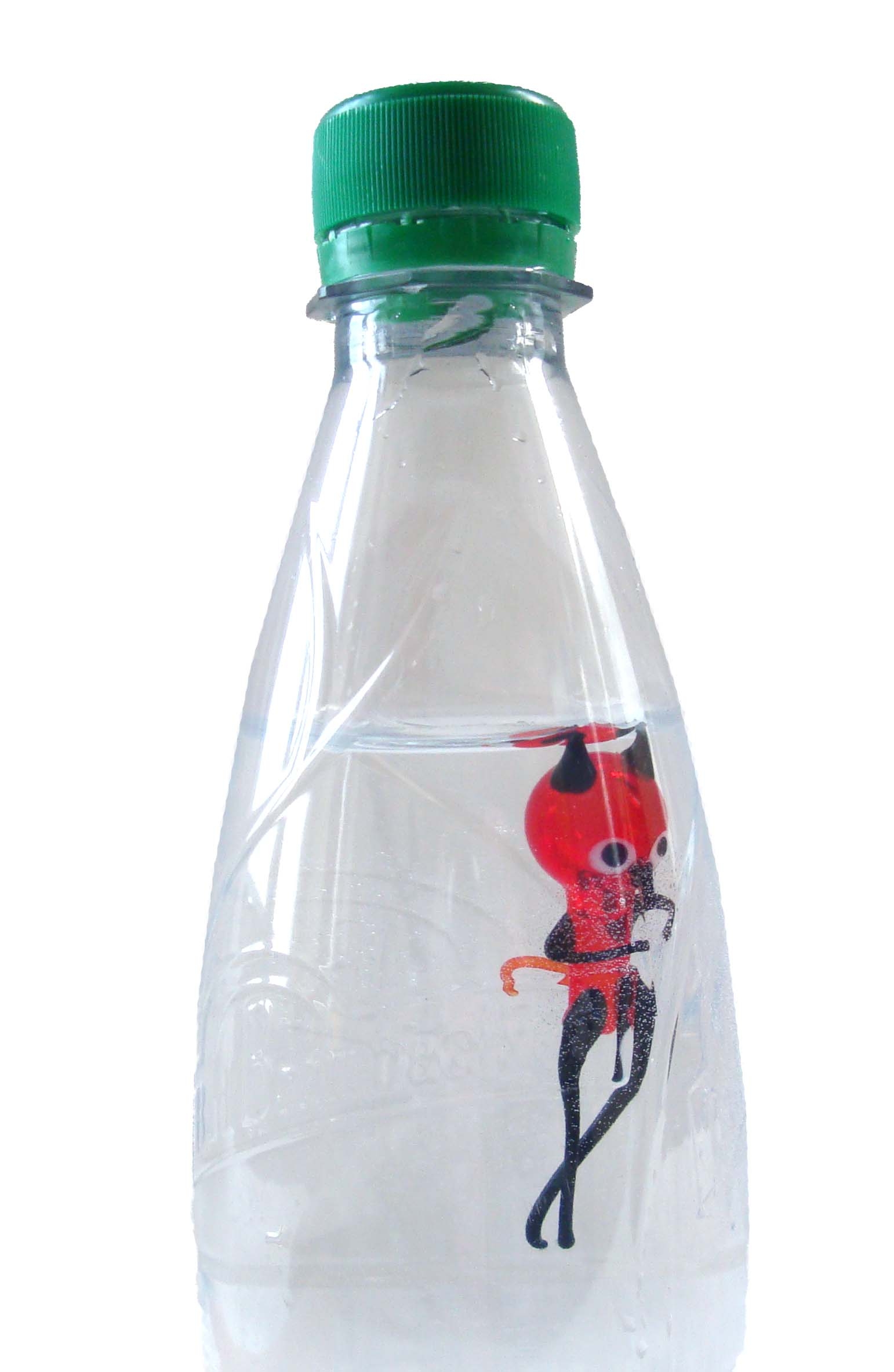 schwarz Glas Lauscha handarbeit Flaschenteufel Wassertanzer rot 