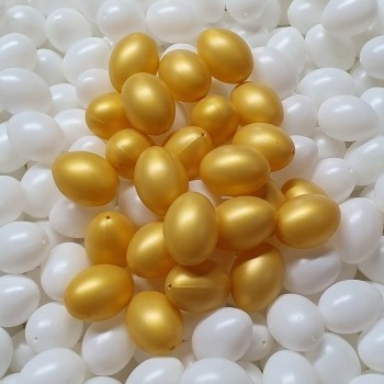24 Ostereier aus Kunststoff in gold innen / aussen