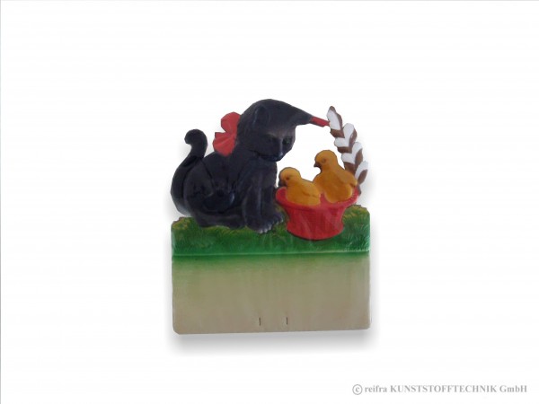 Kalenderrückwand geprägt schwarze Katze & Küken