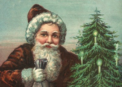 nostalgische Präge - Postkarte - Weihnachtsmann ne