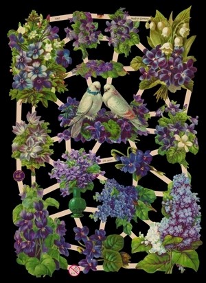 Glanzbilder, lila Blumen, ohne Glitter