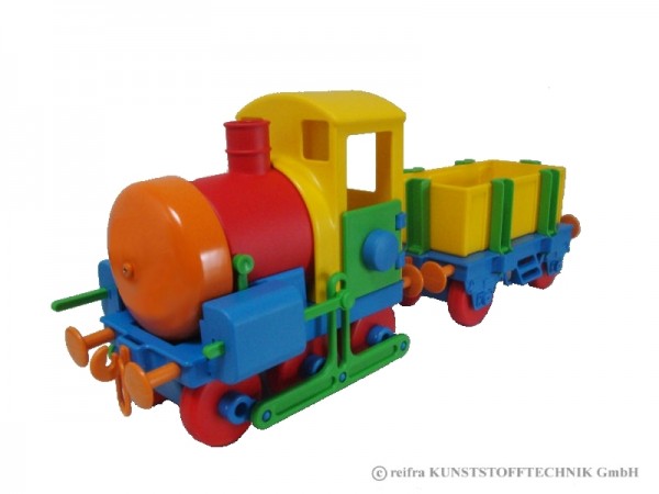 Kindereisenbahn bunt in Geschenkverpackung