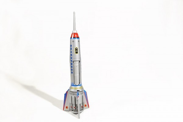 Rakete silbern, 38 cm, Made in China" aus Blech