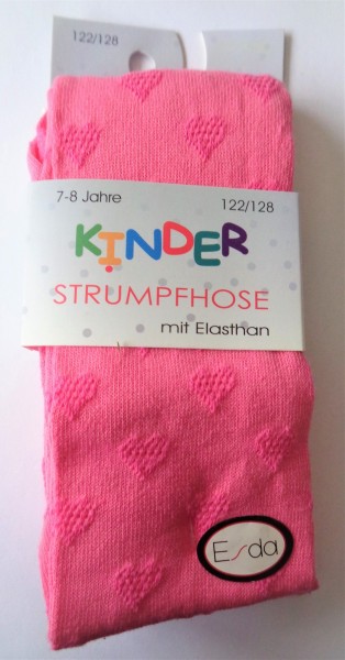 Esda Kinderstrumpfhose uni, Herzen pink  122/128