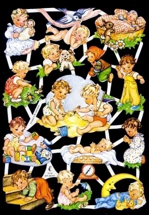 Glanzbilder Babys 50er Jahre mit Glitter