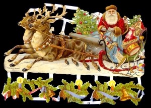 Glanzbilder Weihnachtmann m Schlitten, Jugendtraum