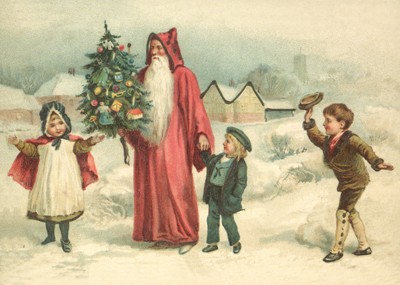 nostalgische Präge - Postkarte - Weihnachtsmann mi
