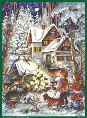 nostalgischer Adventskalender Weihnachten im Wald