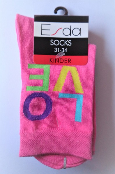 Esda Kinder Socke Love rosa grau 2er Pack 23/26
