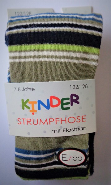 Esda Kinderstrumpfhose "Ringel" grün blau 122/128