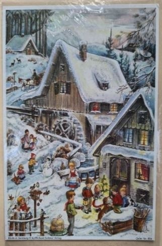 nostalgischer Adventskalender Dorfmühle DIN A4
