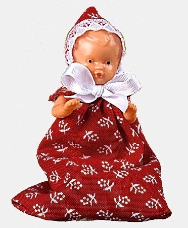 Plastik-Baby 6 cm mit Schlafsack
