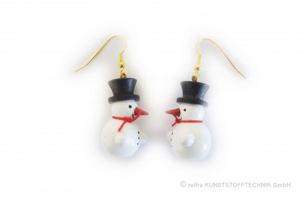 Ohrhänger "Schneemann" m. schwarzem Zylinder