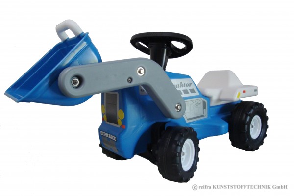 Babyrutscher Traktor blau mit Frontschaufel