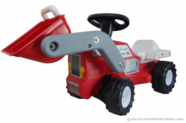 Babyrutscher Traktor rot mit Frontschaufel