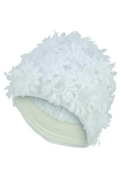 Blütenbadehaube, Badekappe mit Blüten weiß