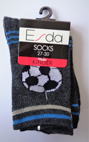 Esda Kinder Socken "Fußball", grau, 2er Pack 31/34