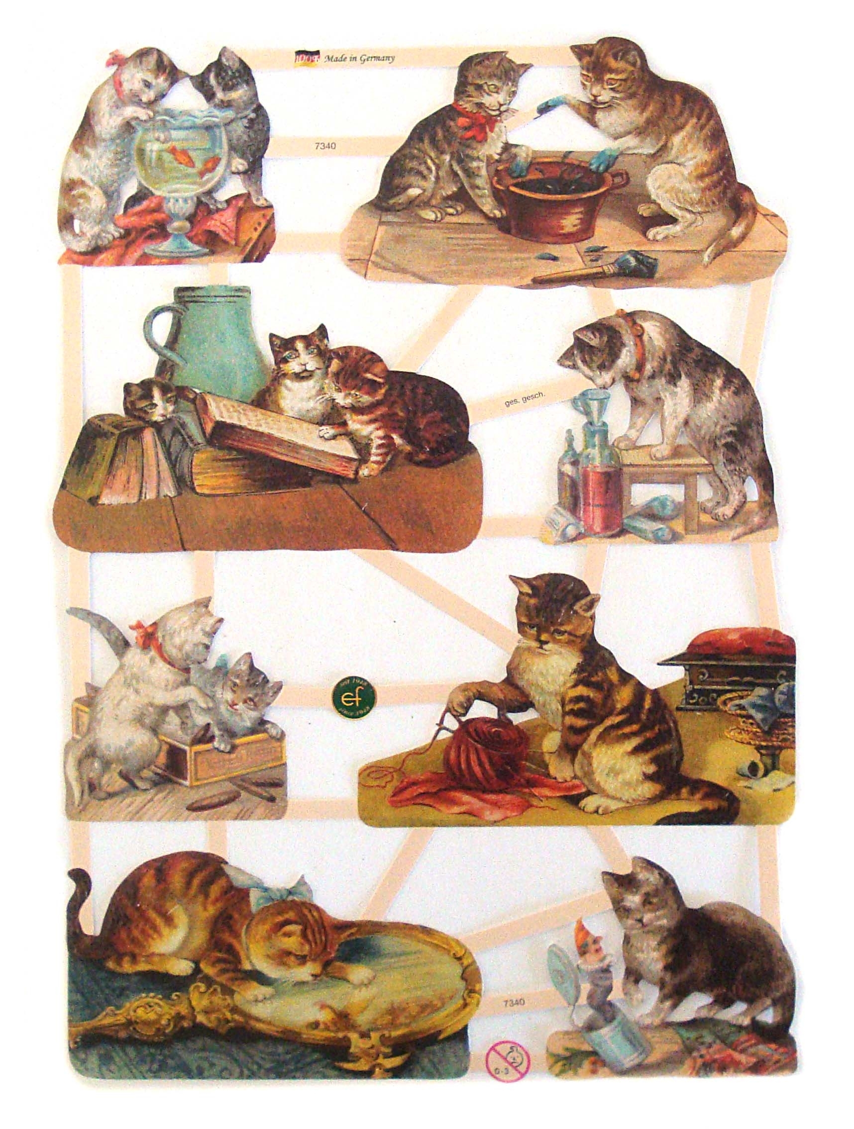 Glanzbilder-Set „Katze & Musik“, Ca. 24 X 15 Cm – Oblatenbilder Für Scrapbooking, Karten & Deko