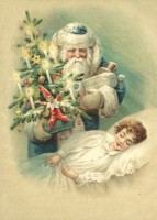 nostalgische Präge - Postkarte - Weihnachtsmann mi
