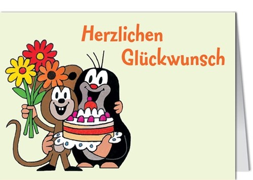 Minigrußkarte Kindermotiv Maulwurf Herzlichen Glüc