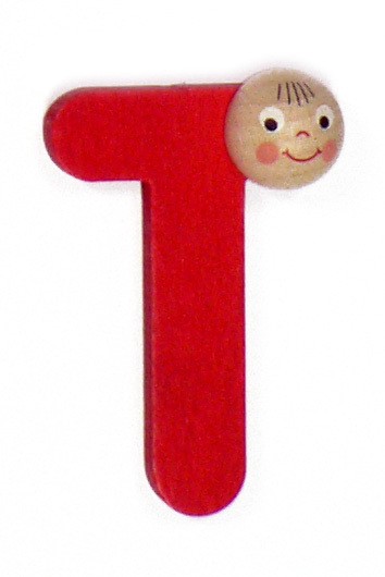 Holz-Buchstabe T mit Köpfchen, Hess Holzspielzeug