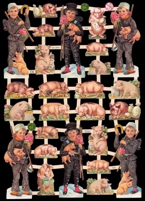 Glanzbilder Glücksschwein Schornsteinfeger+Glitter