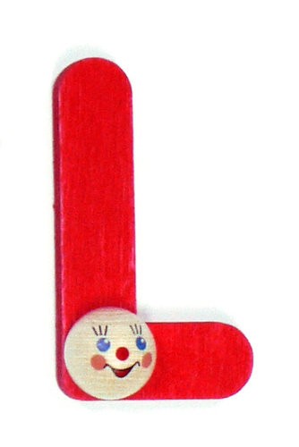 Holz-Buchstabe L mit Köpfchen, Hess Holzspielzeug