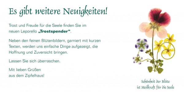 Leporello Nr. 9 Zipfelhaus Blütenbilder Trost