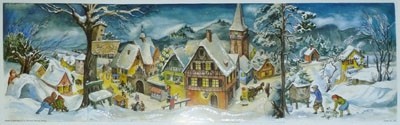 nostalgischer Adventskalender Panorama Dorf