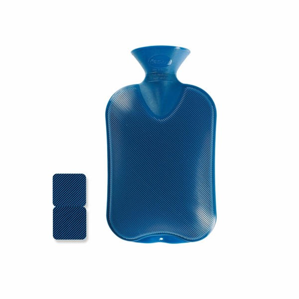 Wärmflasche mit Doppellamelle 2,0 Liter blau