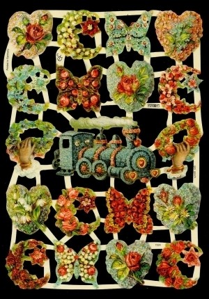 Glanzbilder Blumenmotive mit Lok, ohne Glitter