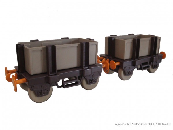 Waggons Kindereisenbahn, braun/ beige/ orange