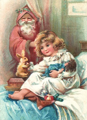 nostalgische Präge - Postkarte - Weihnachtsmann hi