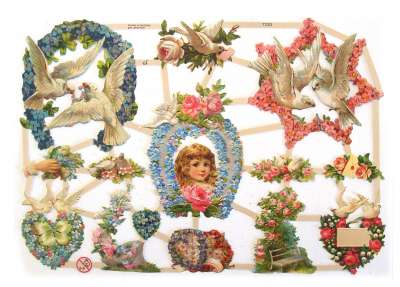 Glanzbilder-Set ‚Mädchen & Blume‘ EF 7290 – Ca. 24x15 Cm, Poesiebilder Für Scrapbooking & Deko