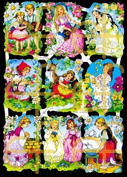 Glanzbilder Märchen Mix V, 50er Jahre mit Glitter