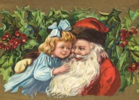 nostalgische Präge - Postkarte - Weihnachtsmann mi